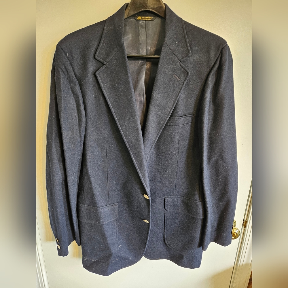 100% Wool winter weight navy blue single breasted sport jacket men's